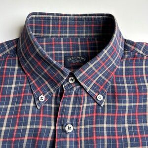 Paul & Shark blue  checkered cotton shirt Sz 17.5 / 44 made  in Italy 🇮🇹